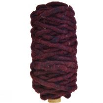 Cordón de fieltro cordón de lana con alambre Rauris alambre violeta oscuro 20m
