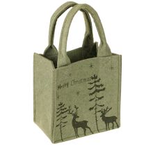 Artículo Bolsa de fieltro Feliz Navidad pequeña con asas Verde 15×10cm