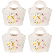 Artículo Bolsa de fieltro con adorable conejito de Pascua, adecuada para primavera y verano, 27 cm, 4 piezas
