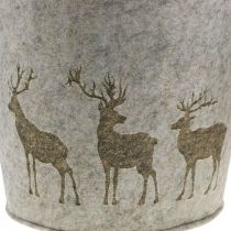 Decoración navideña cesta de fieltro maceta redonda de ciervos 38cm / 30cm juego de 2
