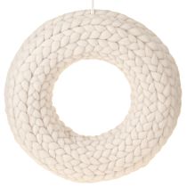 Artículo Corona decorativa de fieltro de lana para colgar en color beige Ø30cm H4cm