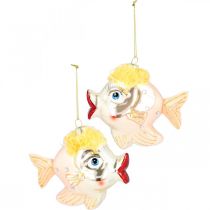 Artículo Decoraciones para árboles de Navidad peces, colgantes decorativos, adornos navideños, vidrio real H9.5cm 2pcs