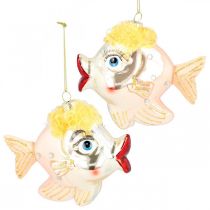 Artículo Decoraciones para árboles de Navidad peces, colgantes decorativos, adornos navideños, vidrio real H9.5cm 2pcs