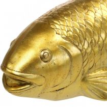 Pez decorativo para poner, escultura pez poliresina dorado grande L25cm