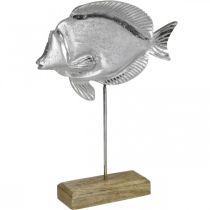 Pez decorativo, decoración marítima, pez de metal plateado, color natural Al 28,5 cm
