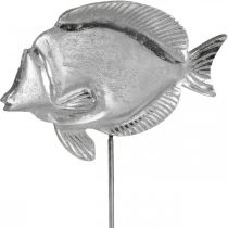 Pez decorativo, decoración marinera, pez de metal plateado, colores naturales Al. 28,5 cm