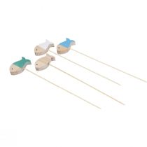 Tapón de flores decoración pez madera decoración marítima 7×4cm 12uds