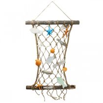 Artículo Decoración de red de pesca decoración de pared pescado decoración marítima 38x50cm