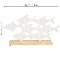 Artículo Banco de Peces Decoración Pez Blanco Metal Madera Natural 28x16cm