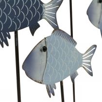 Banco de peces pez deco metal sobre base de madera 32×7×30cm