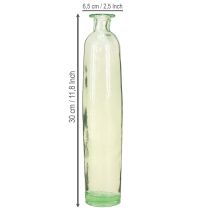 Artículo Jarrón decorativo para botellas de cristal transparente/verde retro Ø6,5cm H30cm