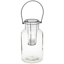 Artículo Farol decorativo para botella de cristal, metal, transparente, negro, Ø13 cm