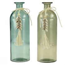 Artículo Botellas jarrón de vidrio decorativo conchas de cauri marítimo H26cm 2 piezas