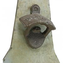 Abrebotellas decoración vintage de metal con recipiente colector Al. 41 cm