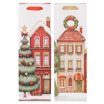 Artículo Bolsa de regalo con forma de botella, casa navideña y árbol de Navidad de 36 cm (2 unidades)