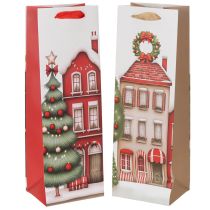 Artículo Bolsa de regalo con forma de botella, casa navideña y árbol de Navidad de 36 cm (2 unidades)