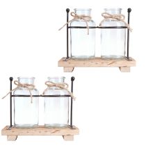 Artículo Jarrón para botellas botellas decorativas vidrio madera 23x12x19,5cm 2ud