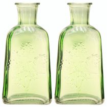Artículo Jarrón botella de cristal con motivo botella de cristal verde H19cm 2uds
