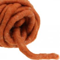 Cordón de fieltro, cordón de lana, cordón de fieltro, lana de oveja, yute, naranja, L30m