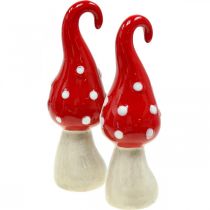 Artículo Hongos decorativos de cerámica rojo blanco Ø5cm H15.5cm 2pcs