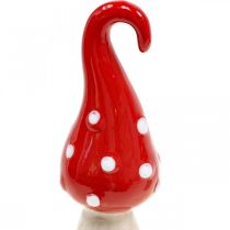Hongos decorativos de cerámica rojo blanco Ø5cm H15.5cm 2pcs