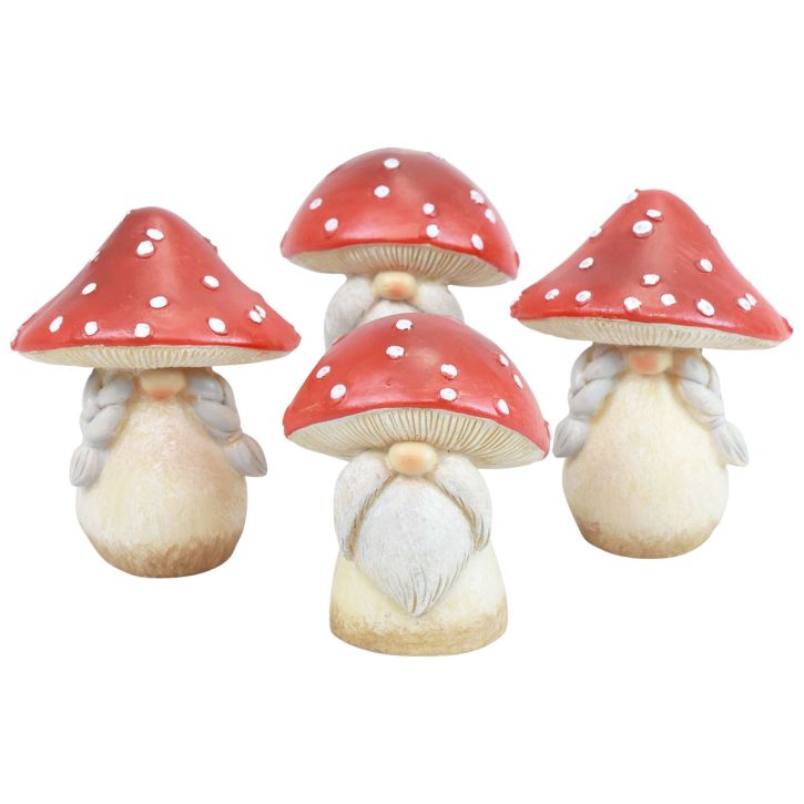 Artículo Hongos decorativos Amanita muscaria Decoración otoñal Rojo Blanco Ø6cm H7.5cm 4 uds