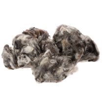 Artículo Lana de oveja decorativa, lana natural gris jaspeada, suelta, 250 g