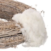 Artículo Lana de oveja suelta, lana natural, melange blanco, versátil, 250 g