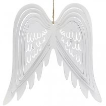 Artículo Alas para colgar, decoración de Adviento, alas de ángel de metal Blanco H29.5cm W28.5cm
