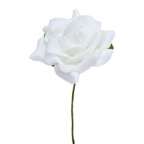 Artículo Rosa de espuma Ø 7,5cm blanca 18ud