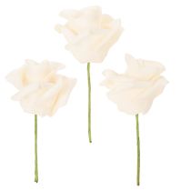 Artículo Rosas artificiales, color crema, flor de 10 cm con tallo, 100 unidades.