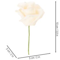 Artículo Rosas artificiales, color crema, flor de 10 cm con tallo, 100 unidades.