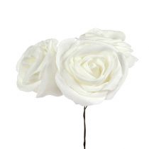 Rosa espuma blanca con nácar Ø7.5cm 12p