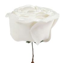 Rosa espuma blanca con nácar Ø10cm 6ud