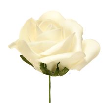 Artículo Rosas de espuma con tallo flores espuma crema Ø7,5cm 18 uds