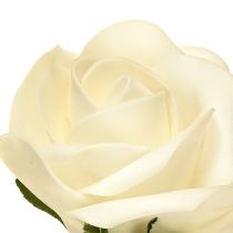 Artículo Rosas de espuma con tallo flores espuma crema Ø7,5cm 18 uds