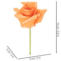 Artículo Rosa artificial naranja, flor de 5 cm, individual, 100 unidades