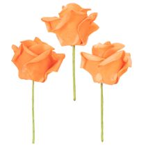 Artículo Rosa artificial naranja, flor de 5 cm, individual, 100 unidades