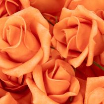 Artículo Rosa artificial naranja, flor de 5 cm, individual, 100 unidades