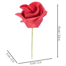 Artículo Rosas artificiales rojas con tallo, 5 cm, 100 unidades