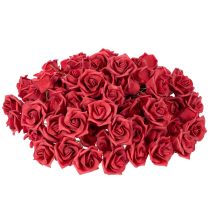Artículo Rosas artificiales rojas con tallo, 5 cm, 100 unidades