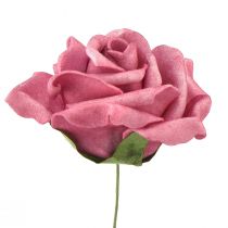 Artículo Rosa de espuma sobre alambre mini rosas rosa viejo Ø5cm 27ud