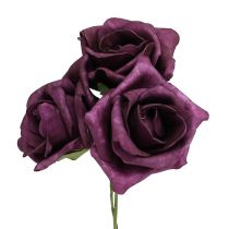 Artículo Rosas de foam Ø7,5cm Malva 18uds