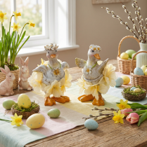 Artículo Figura decorativa de pato con vestido floral, primavera, accesorio de decoración de verano con detalles, 11 cm, 2 piezas