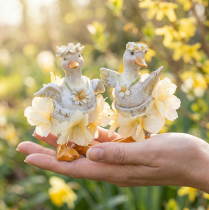 Artículo Figura decorativa de pato con vestido floral, primavera, accesorio de decoración de verano con detalles, 11 cm, 2 piezas