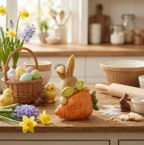 Artículo Conejo decorativo con zanahoria, figuras decorativas de conejito de Pascua, 6 cm, 3 piezas