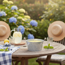 Artículo Vela de citronela para exteriores en cubo: Iluminación ambiental y repelente de insectos, 15 cm
