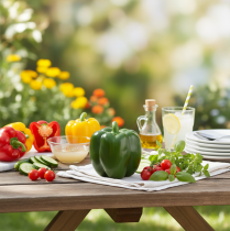 Artículo Maniquí de comida verde pimiento decorativo vegetal Al. 10 cm