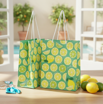 Artículo Bolsa de regalo con asas Motivo limones Papel 18×10×23cm 2uds