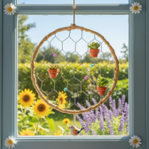 Artículo Anillos colgantes decorativos de rafia metálica, Ø20cm, 4 piezas, decoración de pared estilo boho, decoración de ventana